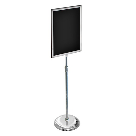 Azar Displays 18"W x 24"H Two-Sided Slide-In Floor Stand on Chrome Base 300288
